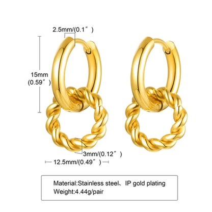 1 Pair Simple Style Classic Style Solid Color Plating 201 Stainless Steel Gold Plated Ear Studs