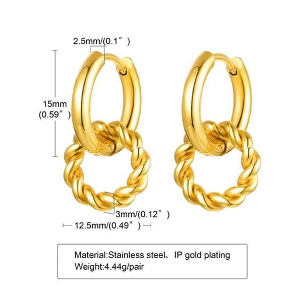 1 Pair Simple Style Classic Style Solid Color Plating 201 Stainless Steel Gold Plated Ear Studs