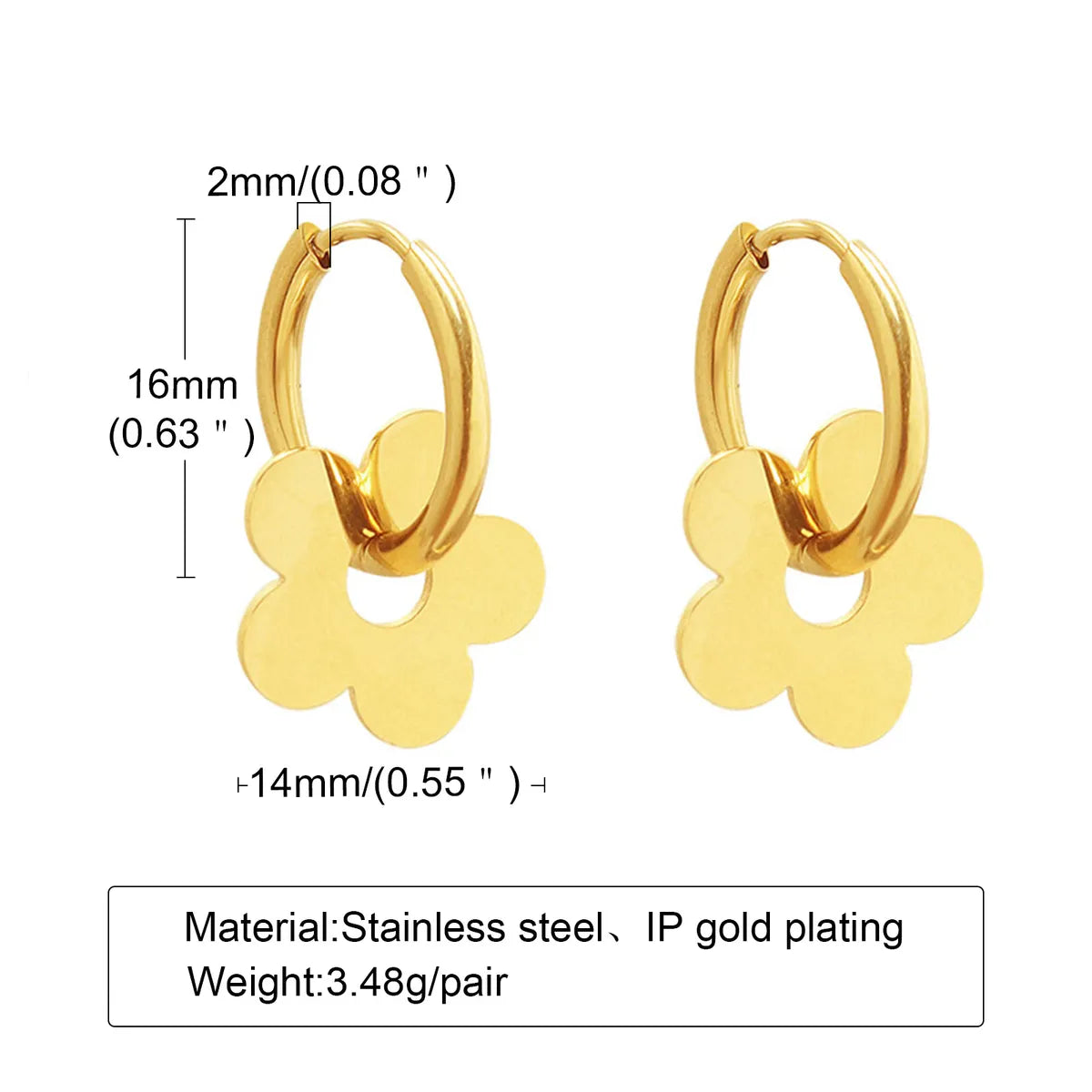 1 Pair Simple Style Classic Style Solid Color Plating 201 Stainless Steel Gold Plated Ear Studs