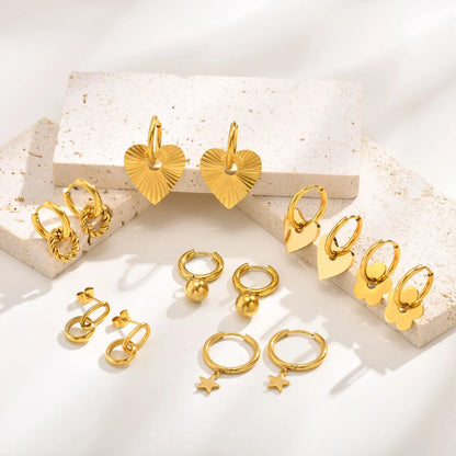 1 Pair Simple Style Classic Style Solid Color Plating 201 Stainless Steel Gold Plated Ear Studs