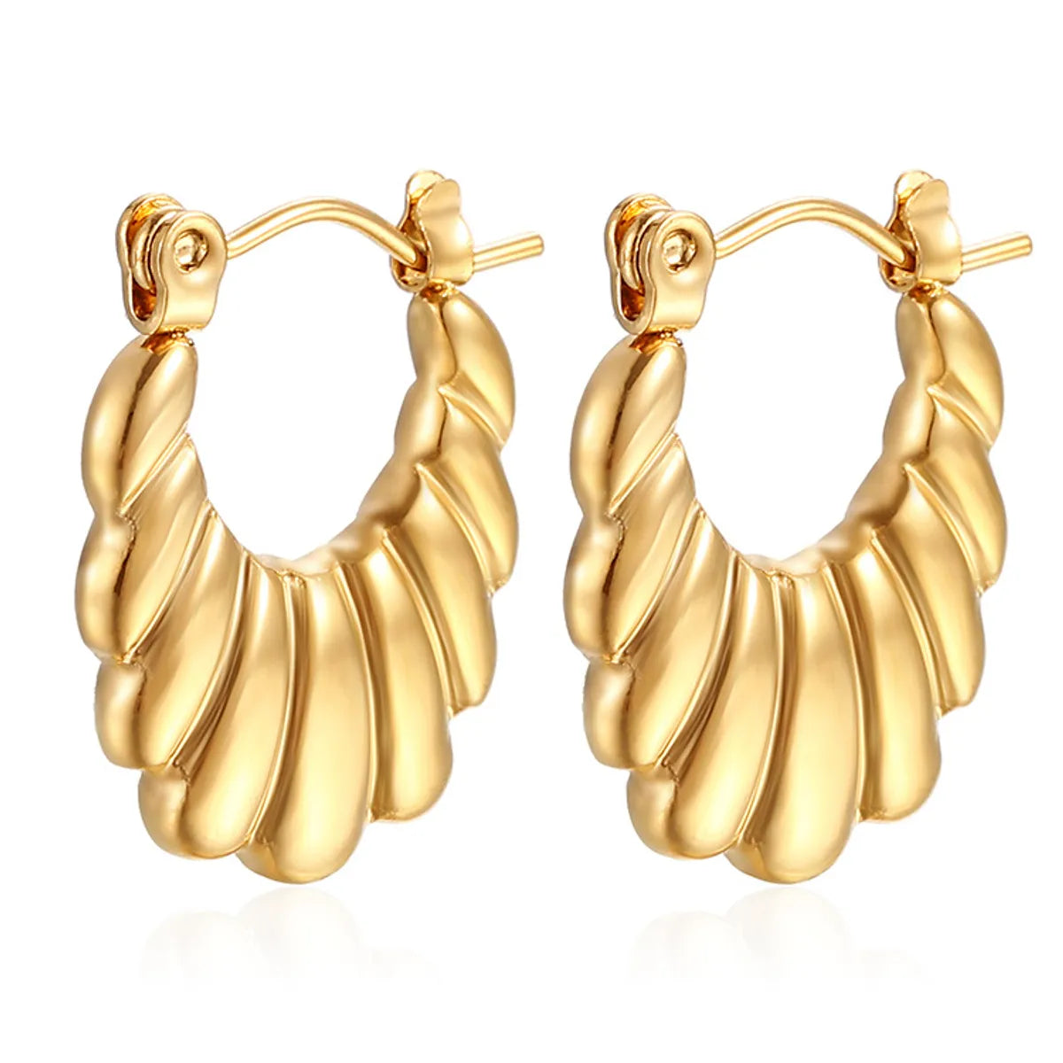 1 Pair Simple Style Classic Style Solid Color Plating Stainless Steel Gold Plated Earrings