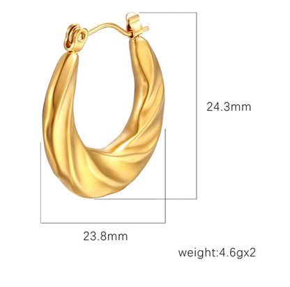 1 Pair Simple Style Classic Style Solid Color Plating Stainless Steel Gold Plated Earrings