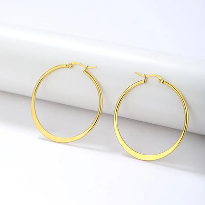 1 Pair Simple Style Classic Style Solid Color Plating 304 Stainless Steel Hoop Earrings