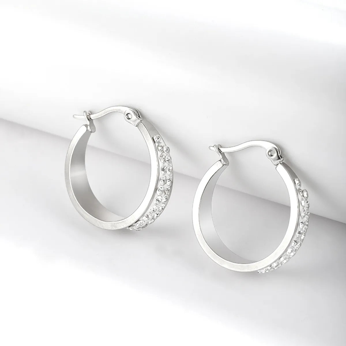 1 Pair Simple Style Classic Style Solid Color Plating Stainless Steel Hoop Earrings