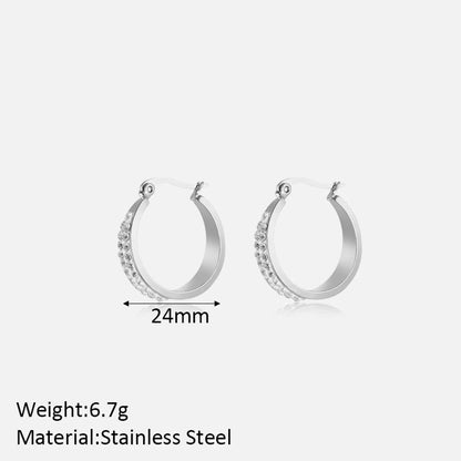 1 Pair Simple Style Classic Style Solid Color Plating Stainless Steel Hoop Earrings