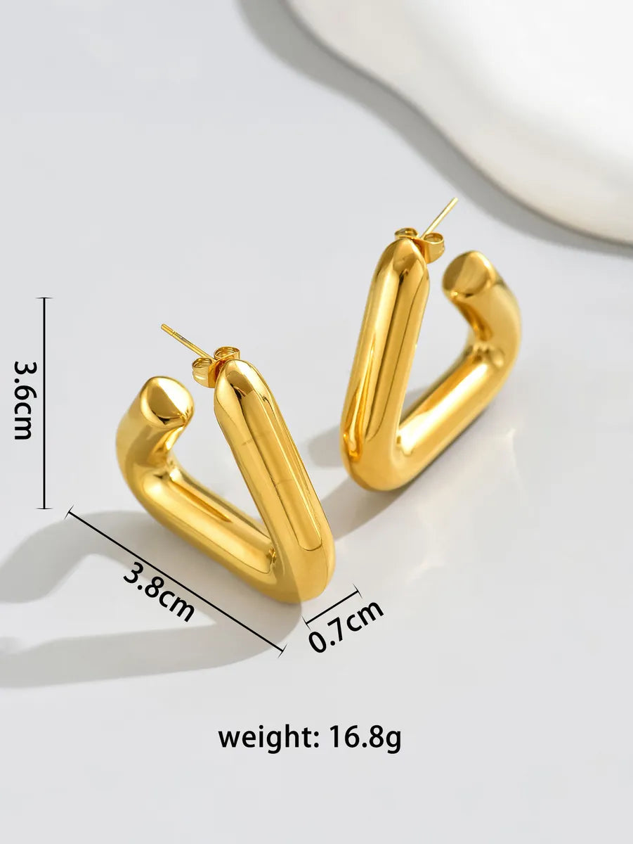 1 Pair Simple Style Classic Style Solid Color Plating Titanium Steel 18k Gold Plated Ear Studs