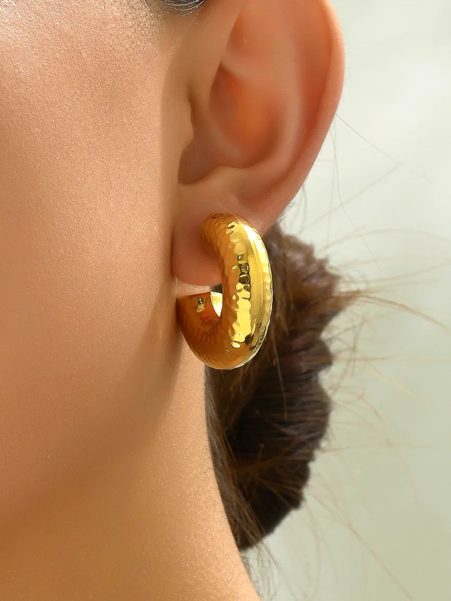 1 Pair Simple Style Classic Style Solid Color Plating Titanium Steel 18k Gold Plated Gold Plated Ear Studs