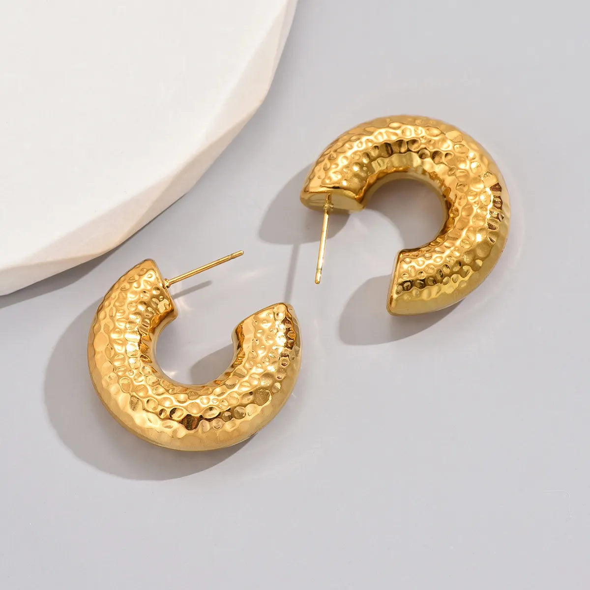 1 Pair Simple Style Classic Style Solid Color Plating Titanium Steel 18k Gold Plated Gold Plated Ear Studs