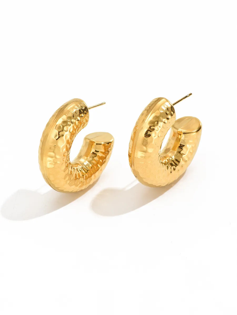 1 Pair Simple Style Classic Style Solid Color Plating Titanium Steel 18k Gold Plated Gold Plated Ear Studs