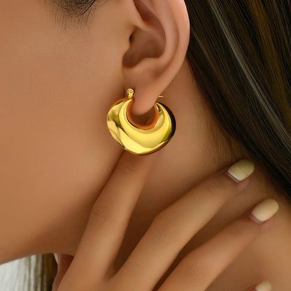 1 Pair Simple Style Classic Style Solid Color Plating Titanium Steel 18k Gold Plated Gold Plated Earrings