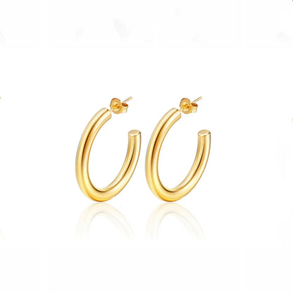 1 Pair Simple Style Classic Style Solid Color Plating 304 Stainless Steel 18K Gold Plated Earrings