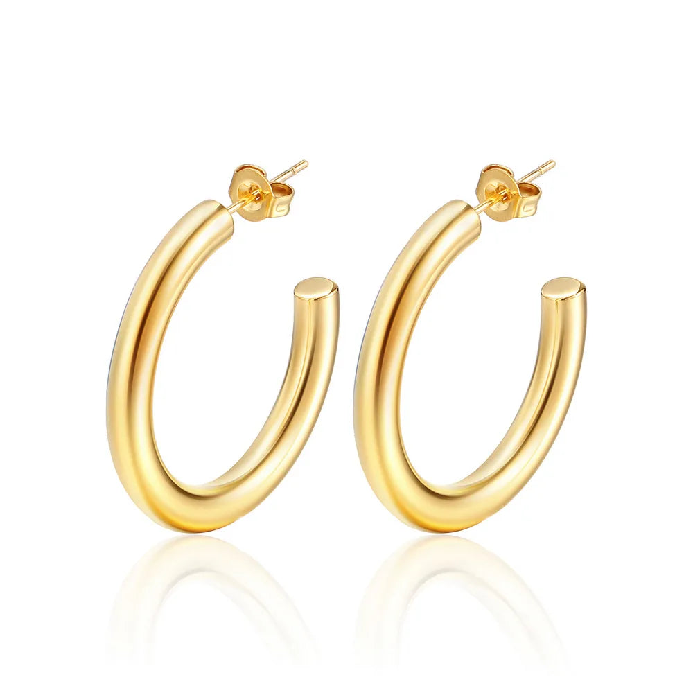 1 Pair Simple Style Classic Style Solid Color Plating 304 Stainless Steel 18K Gold Plated Earrings