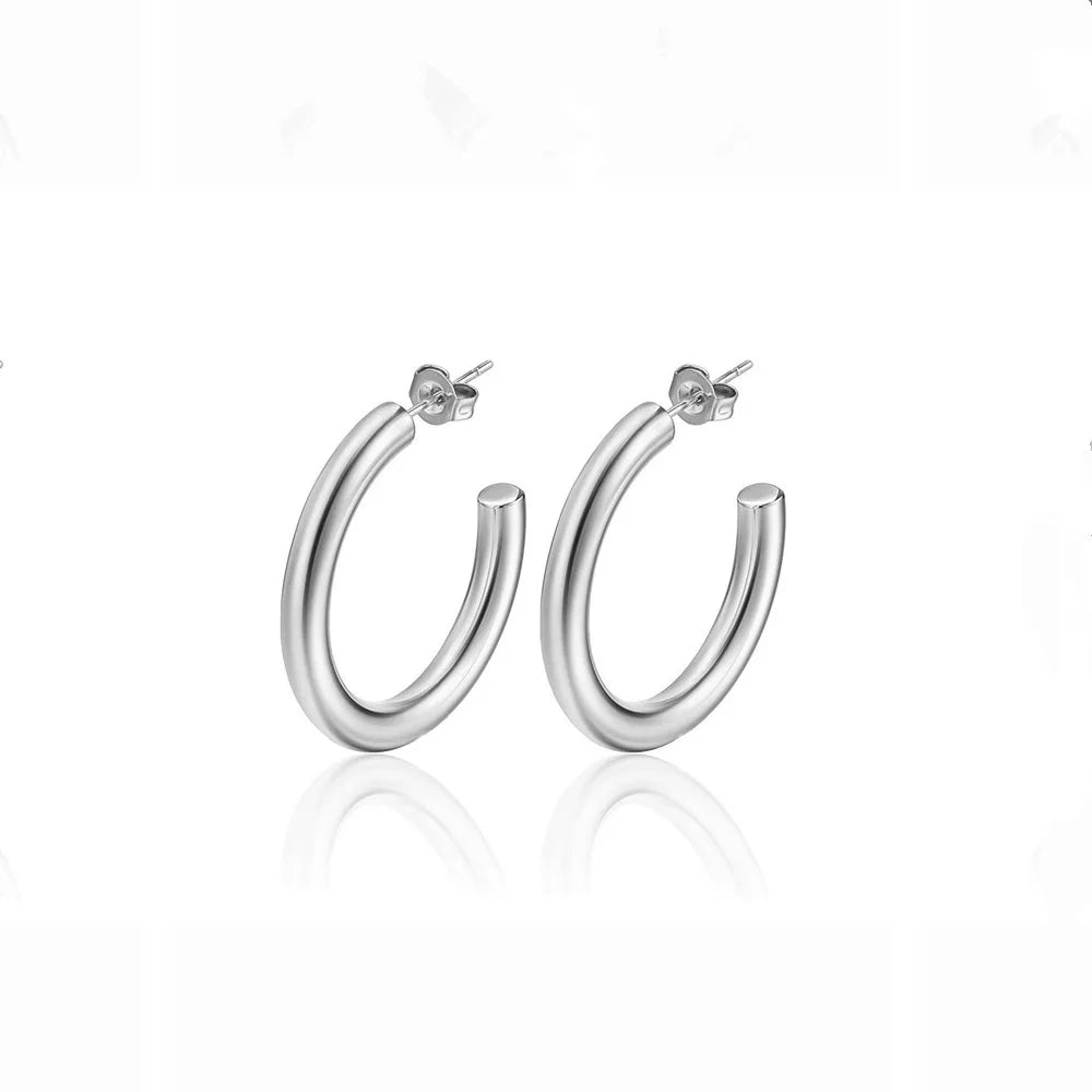 1 Pair Simple Style Classic Style Solid Color Plating 304 Stainless Steel 18K Gold Plated Earrings