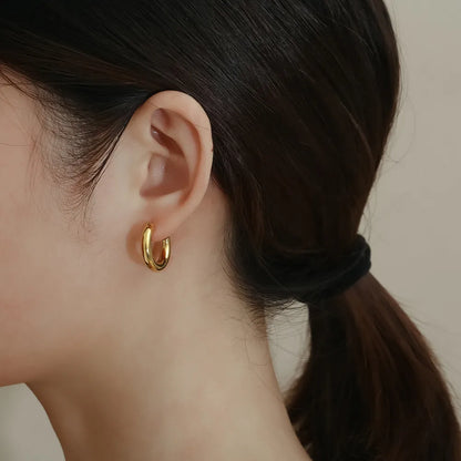 1 Pair Simple Style Classic Style Solid Color Plating 304 Stainless Steel 18K Gold Plated Earrings