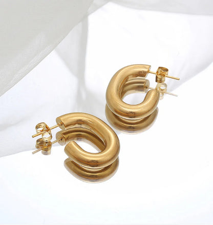 1 Pair Simple Style Classic Style Solid Color Plating Titanium Steel Gold Plated Ear Studs