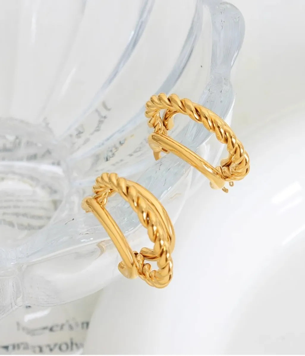 1 Pair Simple Style Classic Style Solid Color Plating Titanium Steel Gold Plated Ear Studs