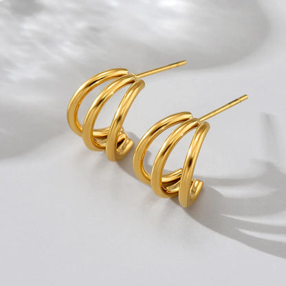 1 Pair Simple Style Classic Style Solid Color Plating Titanium Steel Titanium Steel 18k Gold Plated Ear Studs