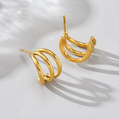 1 Pair Simple Style Classic Style Solid Color Plating Titanium Steel Titanium Steel 18k Gold Plated Ear Studs