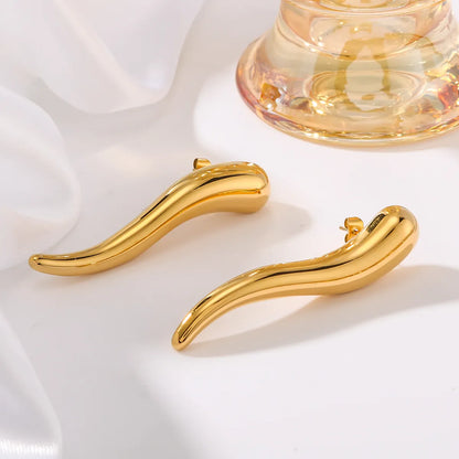 1 Pair Simple Style Classic Style Solid Color Polishing Plating 304 Stainless Steel 18K Gold Plated Ear Studs