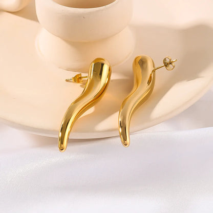 1 Pair Simple Style Classic Style Solid Color Polishing Plating 304 Stainless Steel 18K Gold Plated Ear Studs