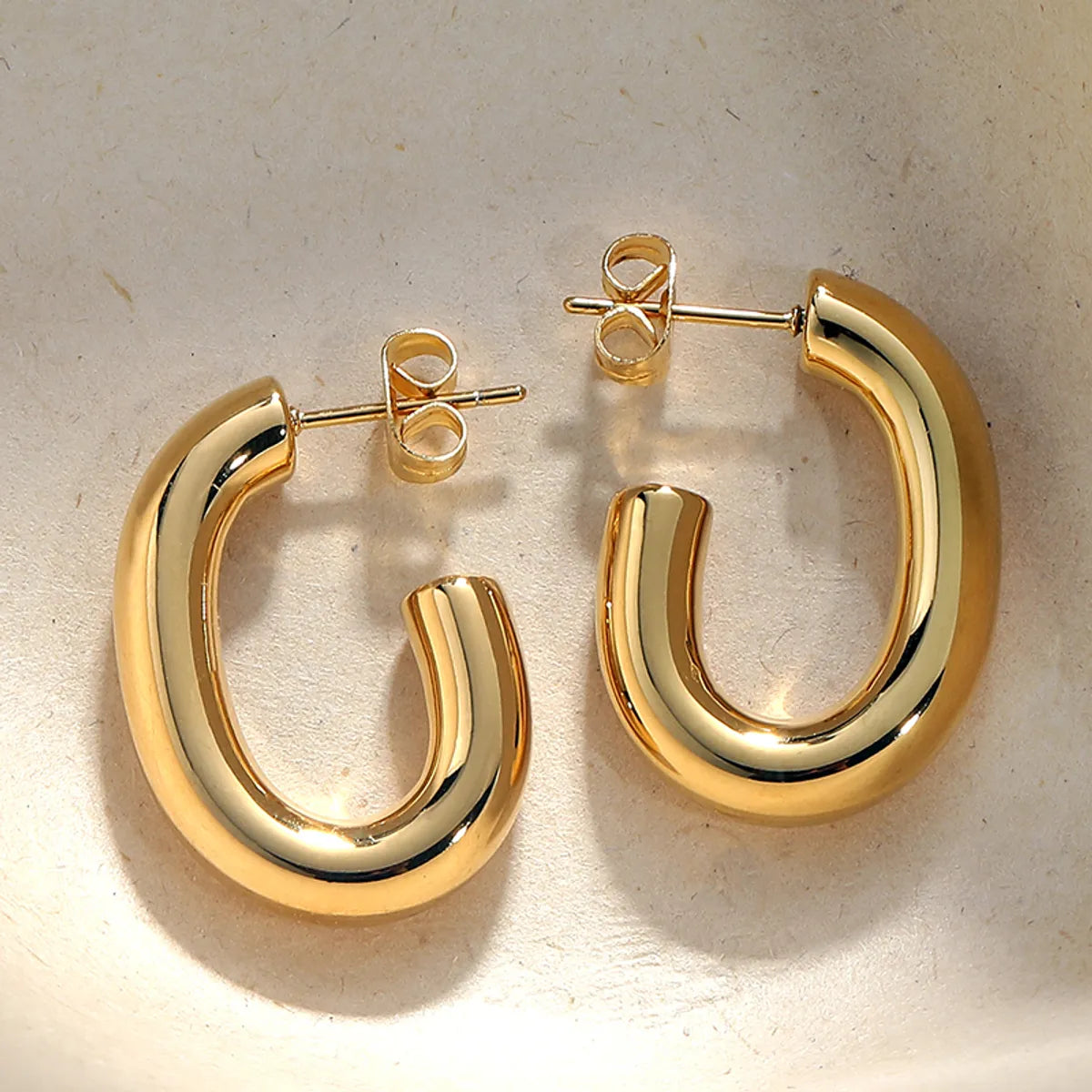 1 Pair Simple Style Classic Style Solid Color Polishing Plating Stainless Steel Gold Plated Ear Studs