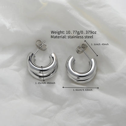 1 Pair Simple Style Classic Style Solid Color Polishing Plating Stainless Steel Gold Plated Ear Studs