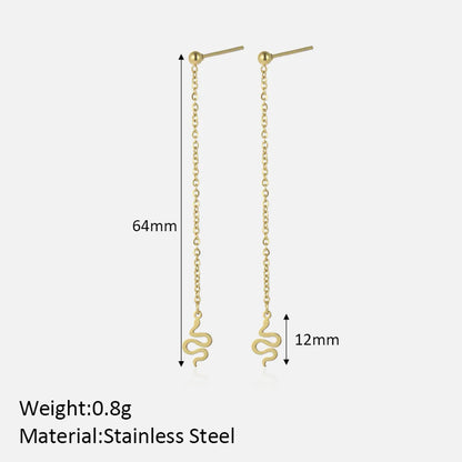 1 Pair Simple Style Classic Style Solid Color Snake Plating Stainless Steel Drop Earrings