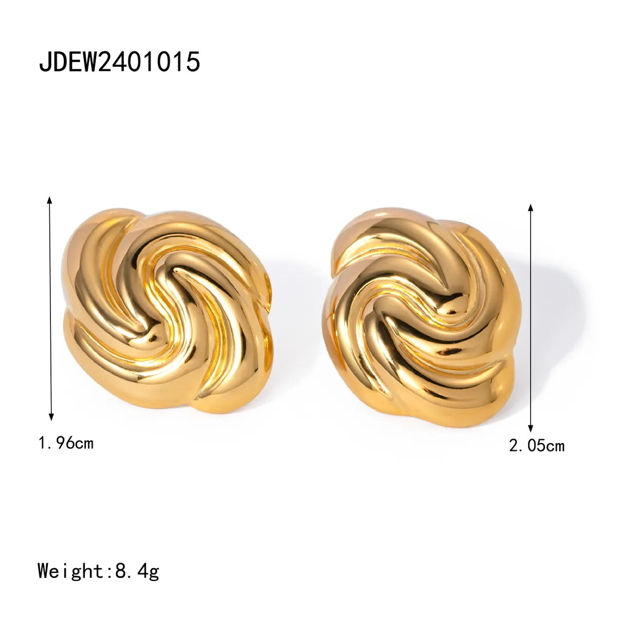 1 Pair Simple Style Classic Style Spiral Plating 304 Stainless Steel 18K Gold Plated Ear Studs