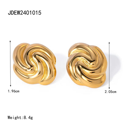 1 Pair Simple Style Classic Style Spiral Plating 304 Stainless Steel 18K Gold Plated Ear Studs