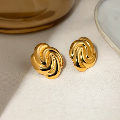 1 Pair Simple Style Classic Style Spiral Plating 304 Stainless Steel 18K Gold Plated Ear Studs