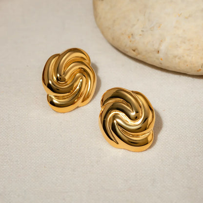 1 Pair Simple Style Classic Style Spiral Plating 304 Stainless Steel 18K Gold Plated Ear Studs