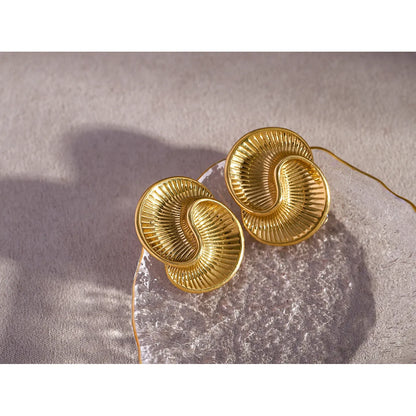 1 Pair Simple Style Classic Style Spiral Plating 316 Stainless Steel  18K Gold Plated Ear Studs