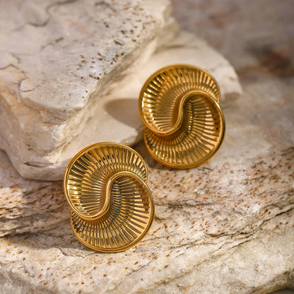 1 Pair Simple Style Classic Style Spiral Plating 316 Stainless Steel  18K Gold Plated Ear Studs