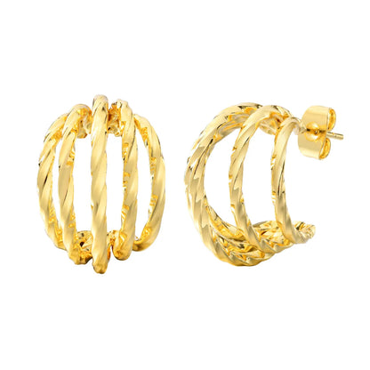 1 Pair Simple Style Classic Style Spiral Stripe Plating Copper 18K Gold Plated Ear Studs