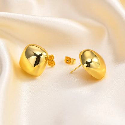 1 Pair Simple Style Classic Style Square Heart Shape Polishing Plating Brass 18K Gold Plated Ear Studs