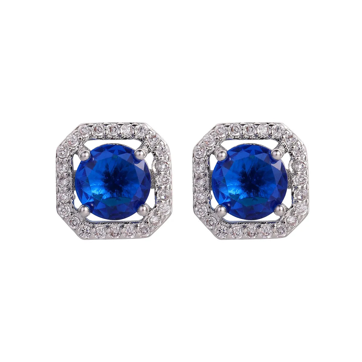 1 Pair Simple Style Classic Style Square Inlay Copper Zircon Ear Studs