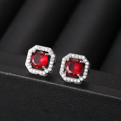 1 Pair Simple Style Classic Style Square Inlay Copper Zircon Ear Studs