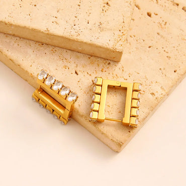 1 Pair Simple Style Classic Style Square Plating 304 Stainless Steel 18K Gold Plated Ear Studs