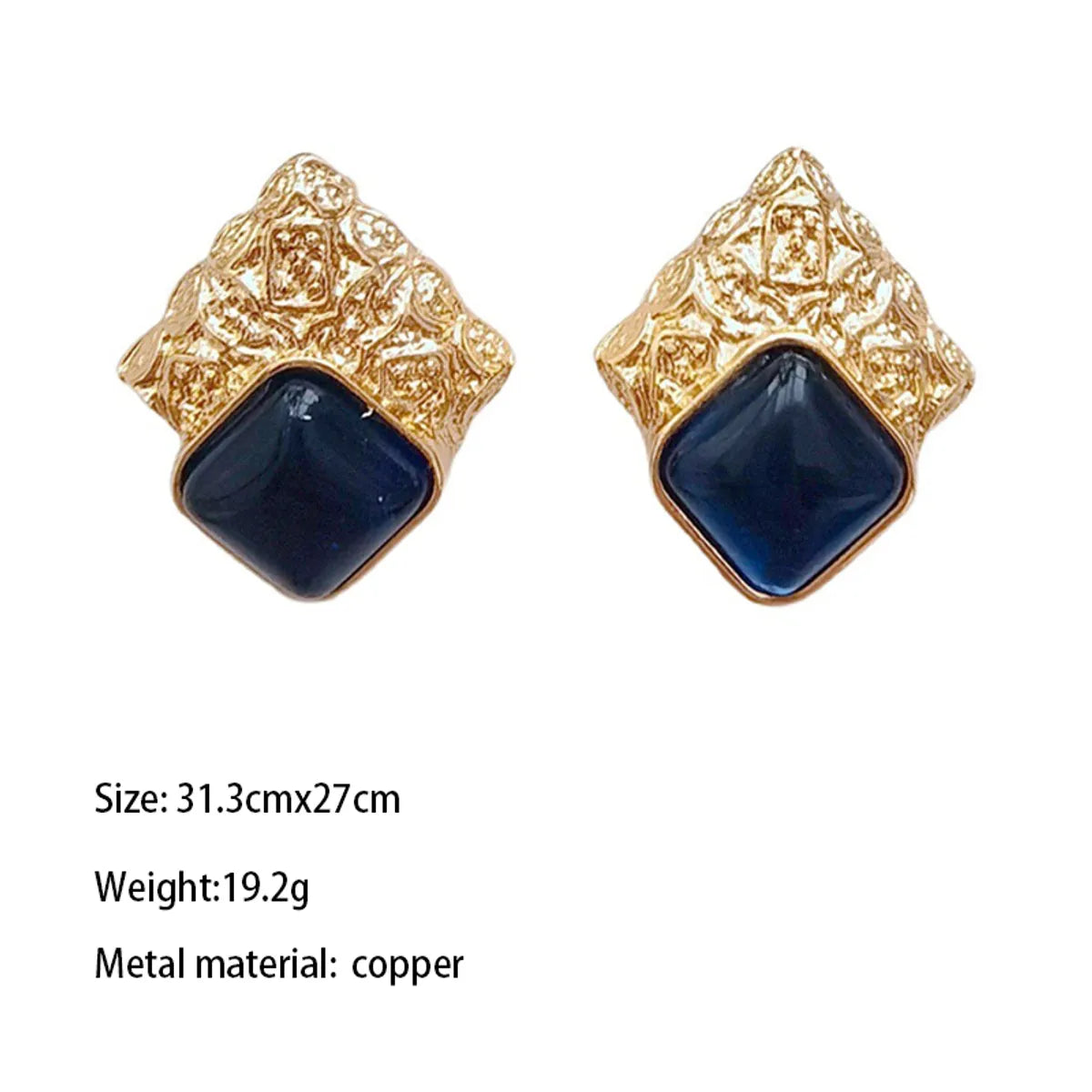 1 Pair Simple Style Classic Style Square Plating Inlay Alloy Zircon Gold Plated Ear Studs