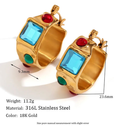 1 Pair Simple Style Classic Style Square Plating Inlay 304 Stainless Steel Zircon 18K Gold Plated Earrings