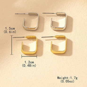 1 Pair Simple Style Classic Style Square Plating Iron Ear Studs