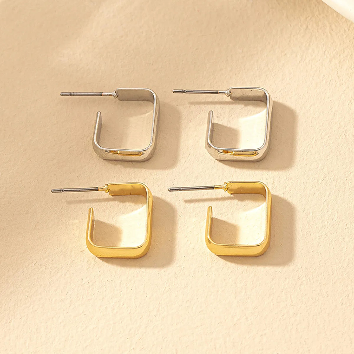 1 Pair Simple Style Classic Style Square Plating Iron Ear Studs