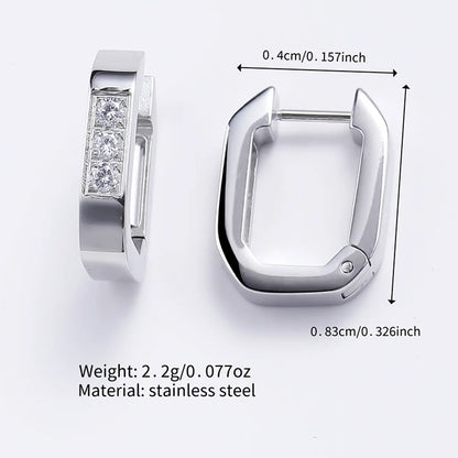 1 Pair Simple Style Classic Style Square Polishing Inlay Stainless Steel Zircon Earrings