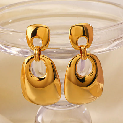 1 Pair Simple Style Classic Style Square Solid Color Polishing 304 Stainless Steel 18K Gold Plated Drop Earrings