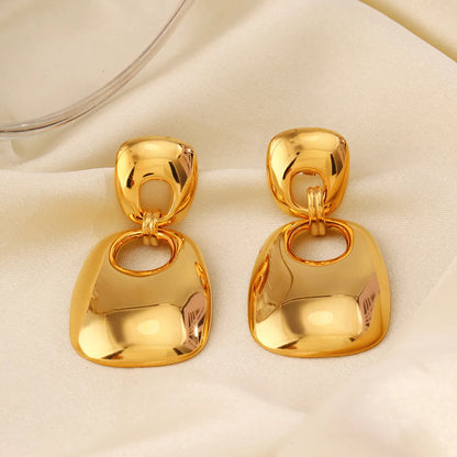 1 Pair Simple Style Classic Style Square Solid Color Polishing 304 Stainless Steel 18K Gold Plated Drop Earrings