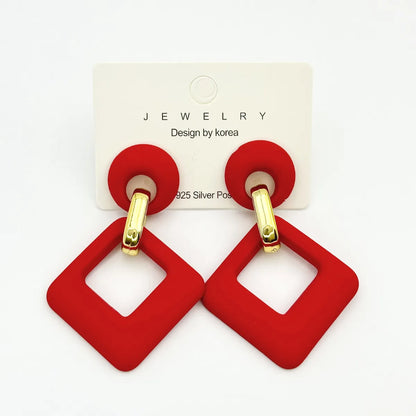 1 Pair Simple Style Classic Style Square Stoving Varnish Arylic Drop Earrings