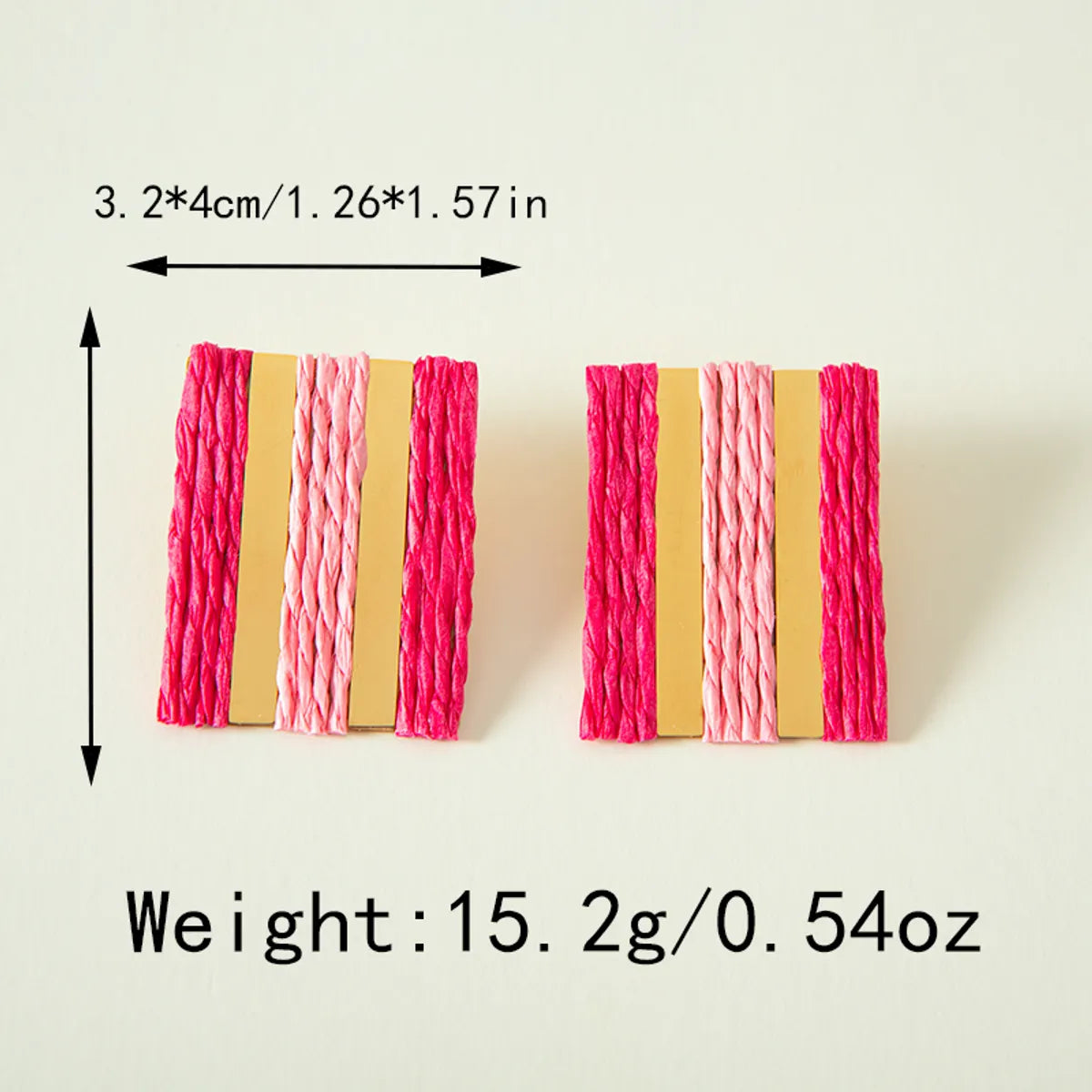 1 Pair Simple Style Classic Style Square Stripe Plating Stainless Steel Raffia Gold Plated Ear Studs