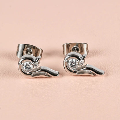 1 Pair Simple Style Classic Style Squirrel Polishing Inlay 304 Stainless Steel Zircon 18K Gold Plated Ear Studs