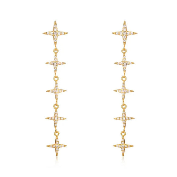 1 Pair Simple Style Classic Style Star Inlay Copper Rhinestones Drop Earrings