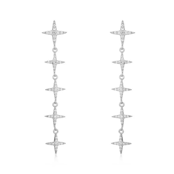 1 Pair Simple Style Classic Style Star Inlay Copper Rhinestones Drop Earrings